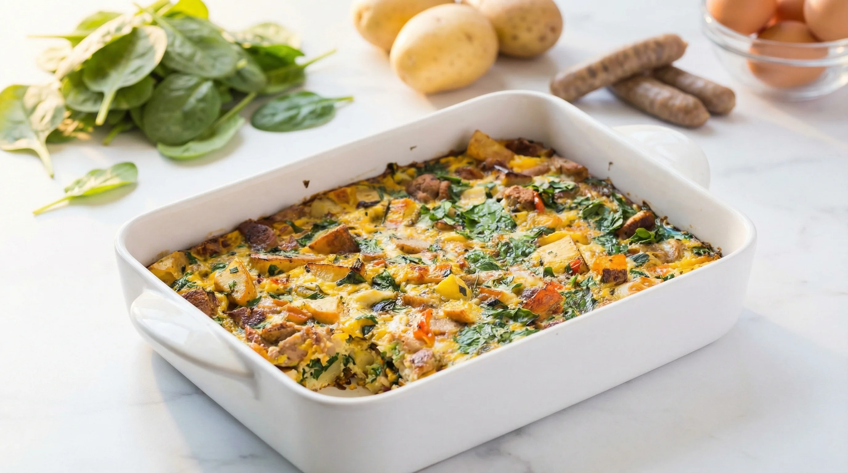 Low FODMAP Roasted Vegetable and Sausage Breakfast Bake - Low FODMAP Recipe