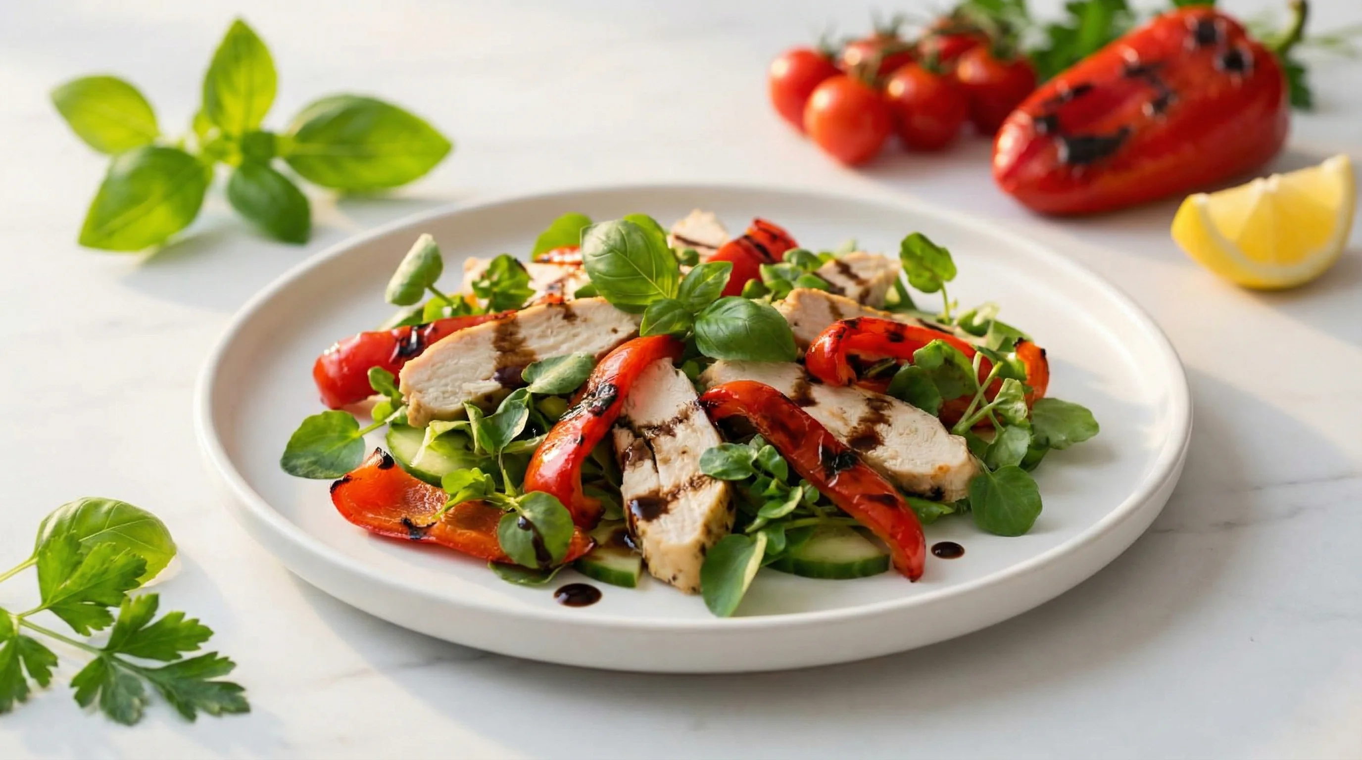 Charred Pepper & Chicken Salad (Low FODMAP) - Low FODMAP Recipe